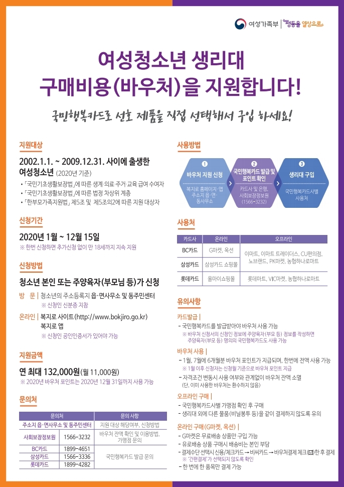 [여성가족부] 여성청소년 생리대 바우처 지원 사업 안내의 1번째 이미지